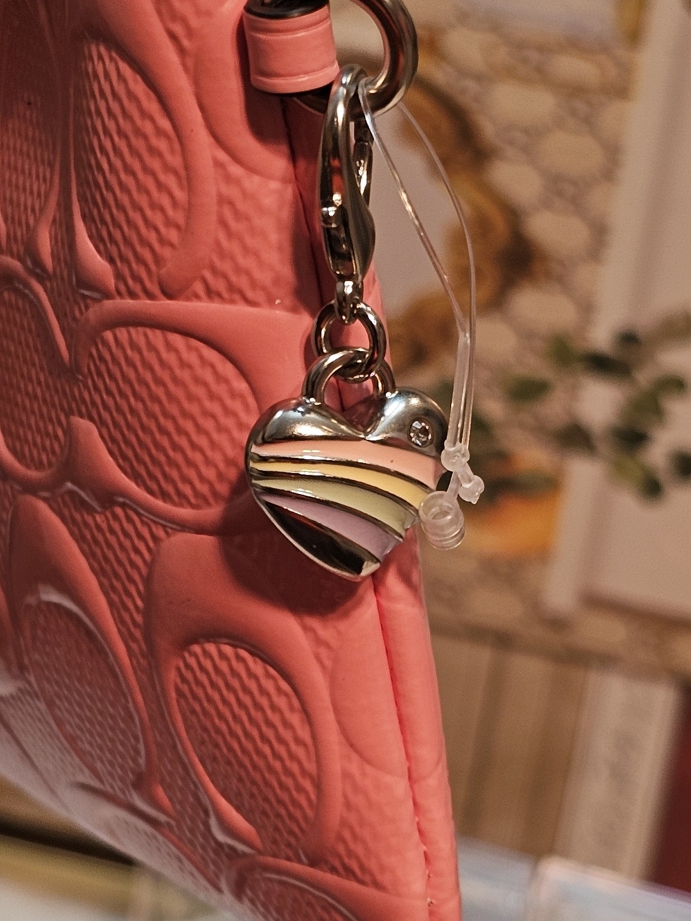 Coach Patent-Embossed in Coral Pink Leather Wristlet - Picture 3 of 13